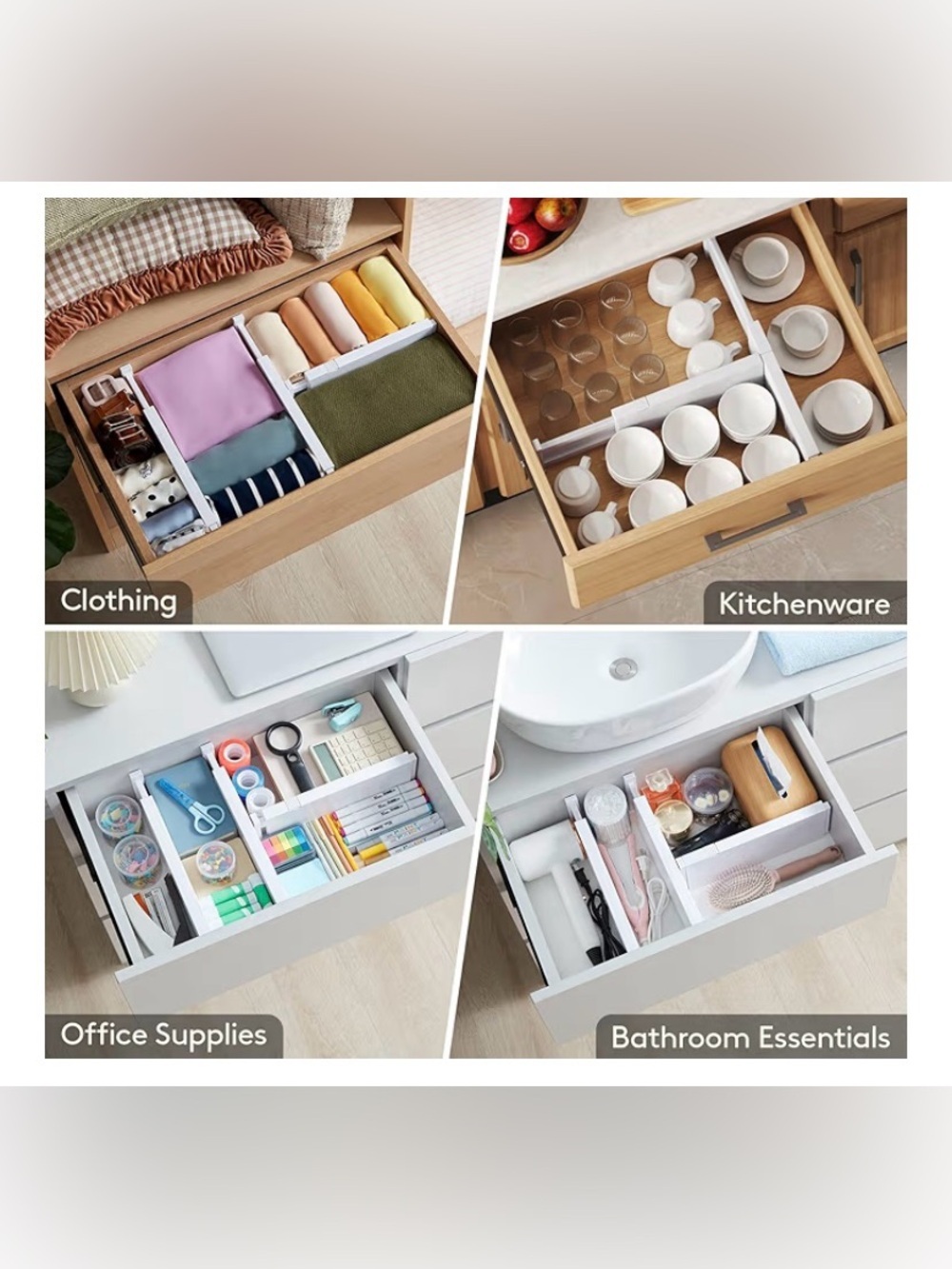 White Adjustable Drawer Organizers Pack of 8 New
